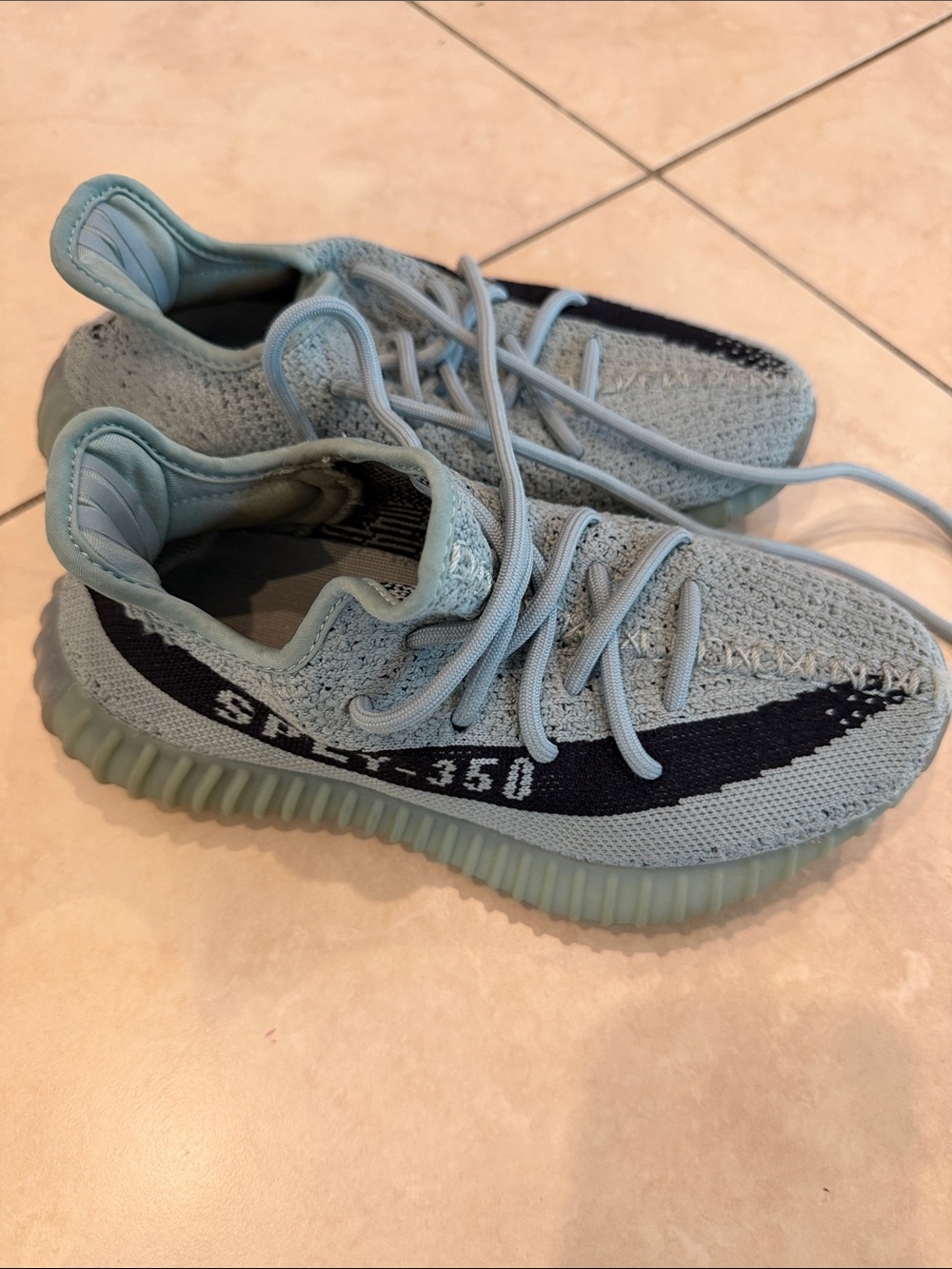 Adidas Yeezy Kids Light Blue Knit Athletic Shoes - Size 4